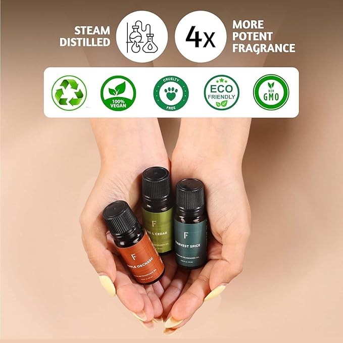 Folkulture Essential Oils for Diffuser | Set of 6x0.34 fl oz, 60 ml Fragrance Oils Scents for Home | Oil Diffusers Essential Oils | Fragrance Oil for Diffuser for Gifts for Mothers - Whispers
