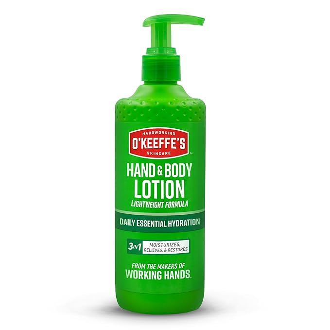 O'Keeffe's Hand and Body Lotion - 12 oz Pump (1 Pack) - Healing Lotion, Relieves Extremely Dry Skin