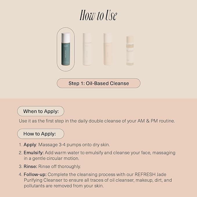 NOURISH Oil Cleanser for Face- Luxurious Makeup Remover & Deep Cleansing Oil, Melts Away Impurities Without Clogging Pores, Infused with Apricot for Ultimate Hydration, 6.7 Oz