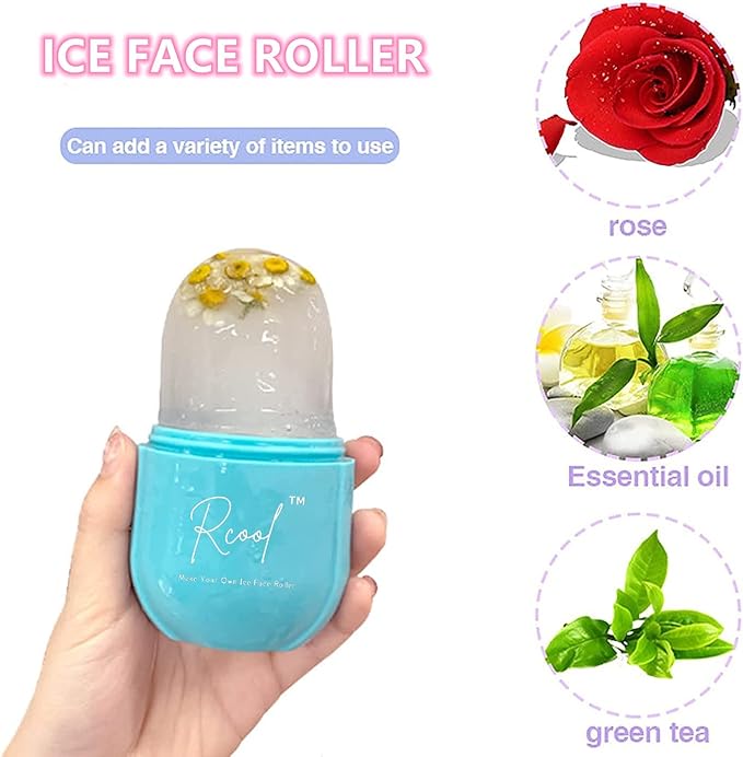 Ice Face Roller & Gua Sha,Face Massager,Facial Beauty Ice Roller Skin Care Tools,Skin Care Products-for Face&Eyes,Remove Fine Lines,Shrink Pores,Reduce Acne and Lubricate The Skin. (Blue)