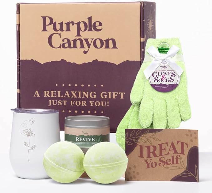 Purple Canyon Spa Gift Box for Women | Revitalizing Eucalyptus Spearmint Stress Relief Gift for Women