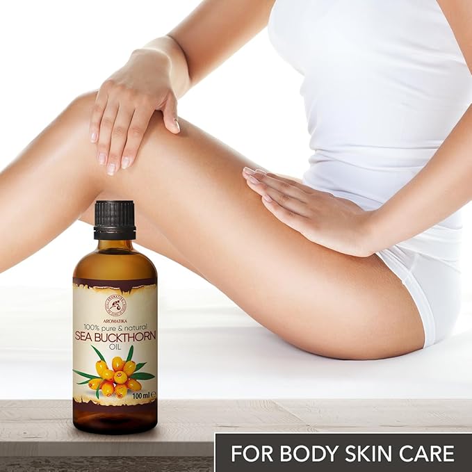 AROMATIKA Sea Buckthorn Oil 3.4 Fl Oz - Pure & Natural - Hippophae Rhamnoides - Carrier Oil for Essential Oils - Base Oil for Nails - Hair - Face & Body Care