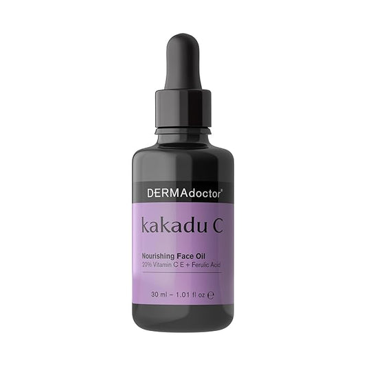 DERMAdoctor 20% Vitamin C Face Oil with Vitamin E & Ferulic Acid | Kakadu C High-Potency Evening Oil, Anti-Aging, Brightening & Hydrating Glow | For All Skin Types – 1.01 fl oz