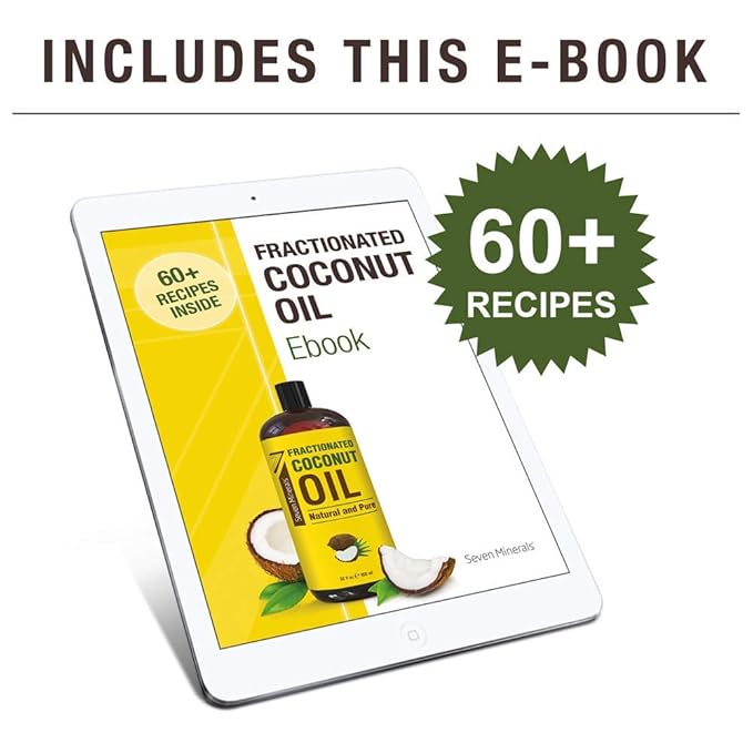 Seven Minerals, Pure Fractionated Coconut Oil - Big 32 fl oz Bottle - Non-GMO, 100% Natural, Lightweight Massage Oil for Massage Therapy on Skin, Hair, More - Perfect Carrier Oil for Essential Oils
