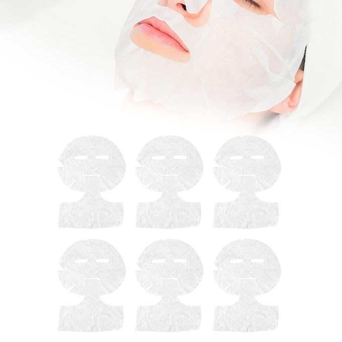 Brrnoo 50 Pcs Disposable White Silk Facial & Neck Mask Paper, Pre-Cut Facial Mask Sheets, Light Silk Material, Spa Skin Care