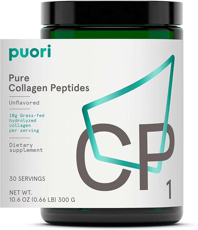 Puori - CP1 Pure Collagen Peptides Powder - Hair, Skin, Nails - Joint, Bones Support - Hydrolyzed Protein, Unflavored, 30 Servings