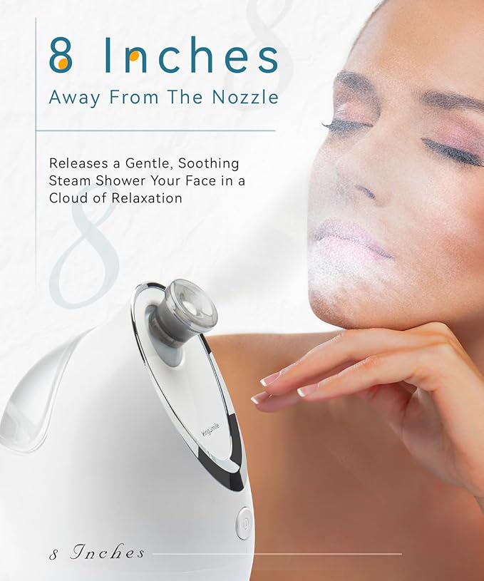 Kingsmile Facial Steamer, 3 in 1 Face Steamer for Facial,Compact NanoSteamer with Aromatherapy,Face Humidifier - Adjustable Nozzle, Warm Mist Steamer for Home SPA, Stainless Steel Skin Kit & Headband