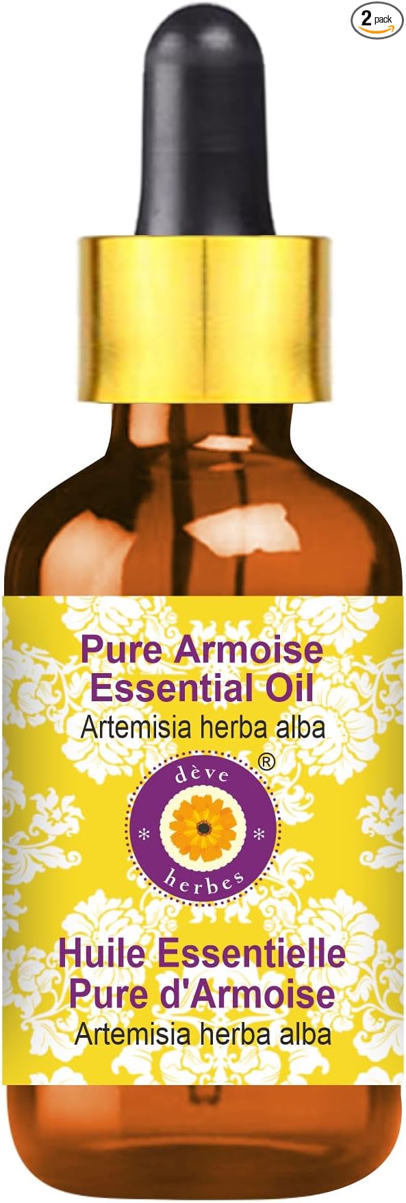 Deve Herbes Pure Armoise Essential Oil (Artemisia herba alba) with Glass Dropper Steam Distilled 30ml (1 oz)