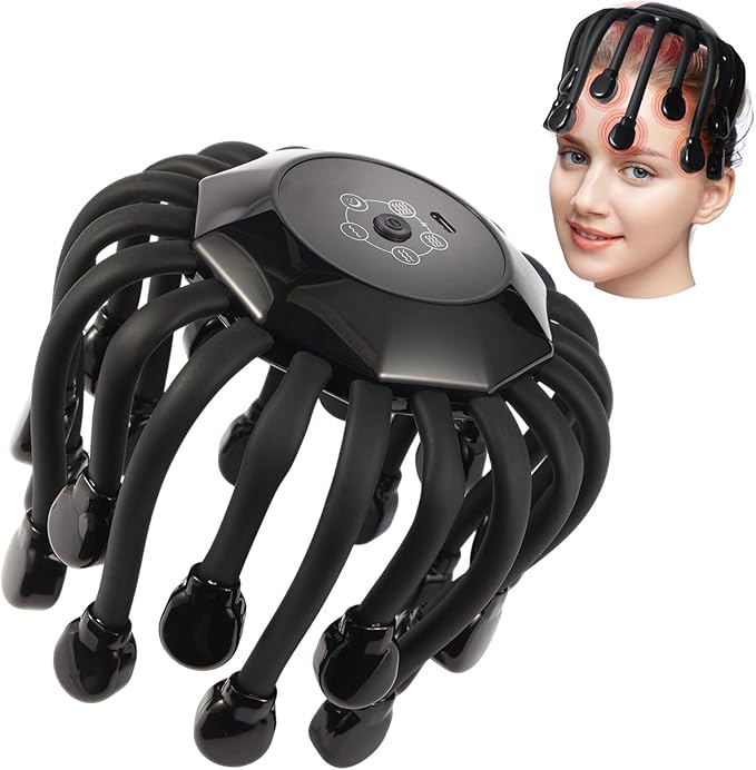 Head Massager Scalp Massage Tool – 360° Multi-Point Electric Hair Massager with 20 Nodes, 5 Modes, Rechargeable & Portable for Stress Relief, and Headache Relief