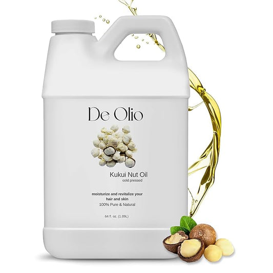 | Kukui Nut Oil | 100% Pure & Natural | Imported from Hawaii | Cold Pressed | Carrier Oil for Skin, Face, Hair, Soap Making | 64fl. oz. (1.89L)