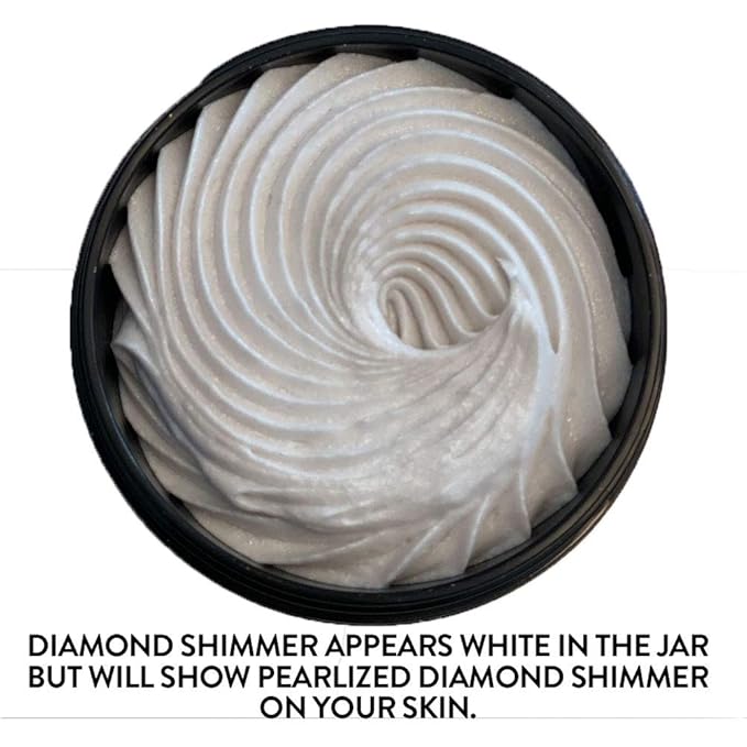 GLIMMER GODDESS Organic Whipped Body Butter - Super Level 3 Diamond Shimmer - Moisturizing & Nourishing Skincare with Natural Ingredients - Luxurious Glow & Hydration for All Skin Types - 4.0 oz