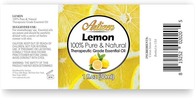 Artizen 30ml Oils - Lemon Essential Oil - 1 Fluid Ounce