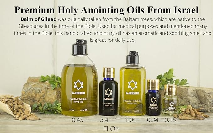 Balm of Gilead Anointing Oil from Israel, Holy Spiritual Oils Bottles from Jerusalem Blessed, Handmade with Natural Ingredients and Blessed for Wedding Ceremony, Religious Use, 0.34 Fl Oz
