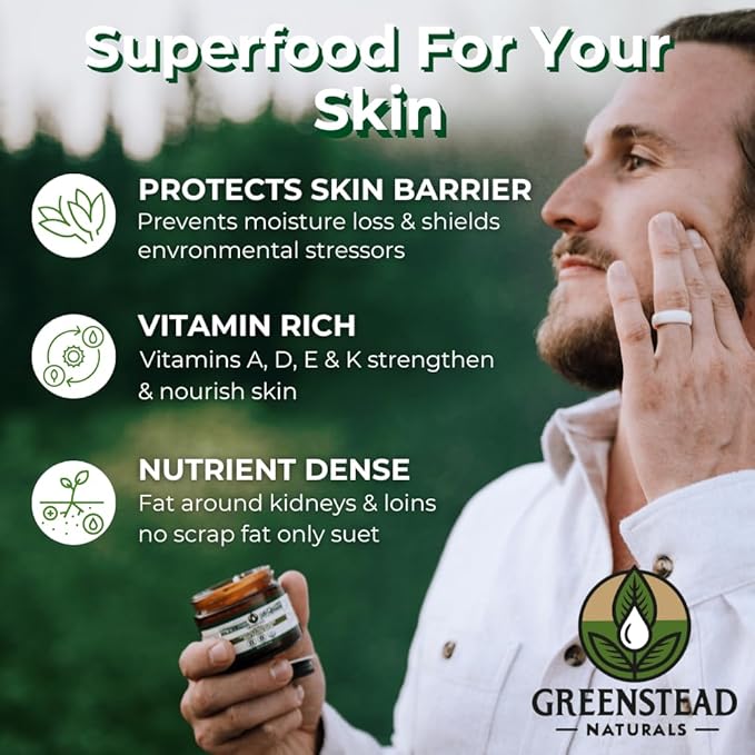 Grass Fed Beef Tallow for Skin – Organic Whipped Tallow Balm For Face and Body with Jojoba Oil and Cocoa Butter – Unscented and Herb-Infused – 4 oz, 2.5fl oz