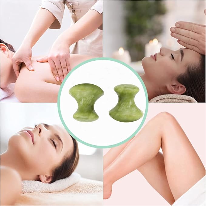 Mushroom Gua Sha Facial Tool, Natural Jade Guasha Massage Scraping Therapy Stone, Face and Eyes Massager for Skin Lift and Puffiness, Body Gua Sha Deep Tissue and Muscle Soreness Relief - 2 Pieces