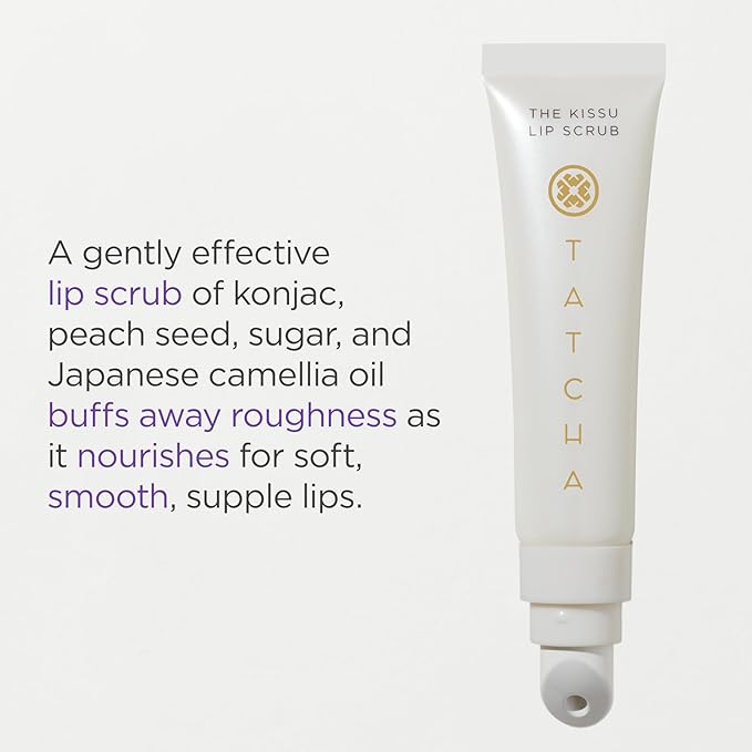 Tatcha Kissu Lip Scrub, Moisturizing Lip Exfoliant with Peach Seed Scrub for Polish, Smooth Lips