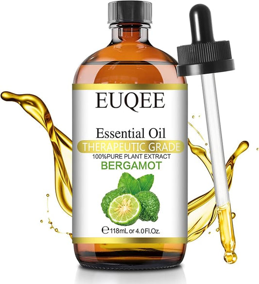 Bergamot Essential Oil 118ml Pure Bergamot Oil for Aromatherapy, Diffuser, Sopa Candle Making, Large Bottle with Gift Box -4 fl.oz