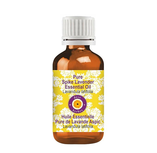 Deve Herbes Pure Spike Lavender Essential Oil (Lavandula latifolia) Steam Distilled 10ml (0.33 oz)