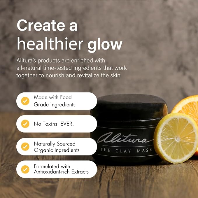 Alitura Clay Face Mask Skin Care – Facial Mask to Exfoliate, Cleanse & Moisturize – Cruelty-Free Clay Mask w/Vitamin C & Pearl Powder – Hydrating Face Masks for All Skin Types (7.1 oz)