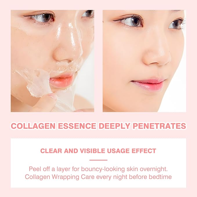 IREV Collagen Wrapping Mask, Peel Off Facial Mask, Face Masks Skincare, Face Mask For Women With Collagen, Vitamin C, Glass Skin Skincare, Reduces Dullness, Hydrating 80ml 2.71oz