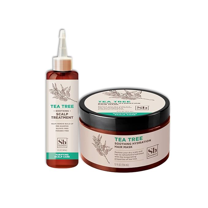 Soapbox Scalp Treatment & Hair Mask, Soothing Scalp Treatment 5oz + Moisturizing Hair Treatment 12oz with Tea Tree Oil, Set of 2 - Vegan, Cruelty, Paraben, Gluten & Harsh Sulfate Free