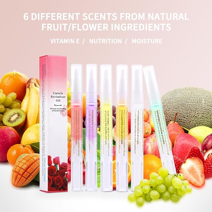 6Pcs Nail Cuticle Oils and 6colour Chrome Nail Powder for Beautiful Mirror Effect