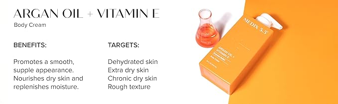 Medix 5.5 Argan Oil + Vitamin E Cream Anti Aging Skin Care Moisturizer Body Lotion For Women & Men | Firming Body Lotion Reduces Look Of Wrinkles, Cellulite, Crepey Skin, & Uneven Skin Tone, 2-Pack
