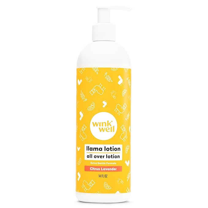 Wink Well Llama Baby Lotion for Kids- Gentle Baby Moisturizer for Calming Dry Skin-For Sensitive Skin Free of Parabens, Chemicals, Dyes and Fragrances- 14 Oz
