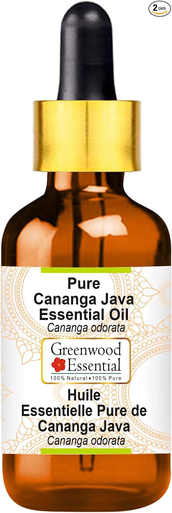 Pure Cananga Java Essential Oil (Cananga odorata) with Glass Dropper Steam Distilled 10ml (0.33 oz)