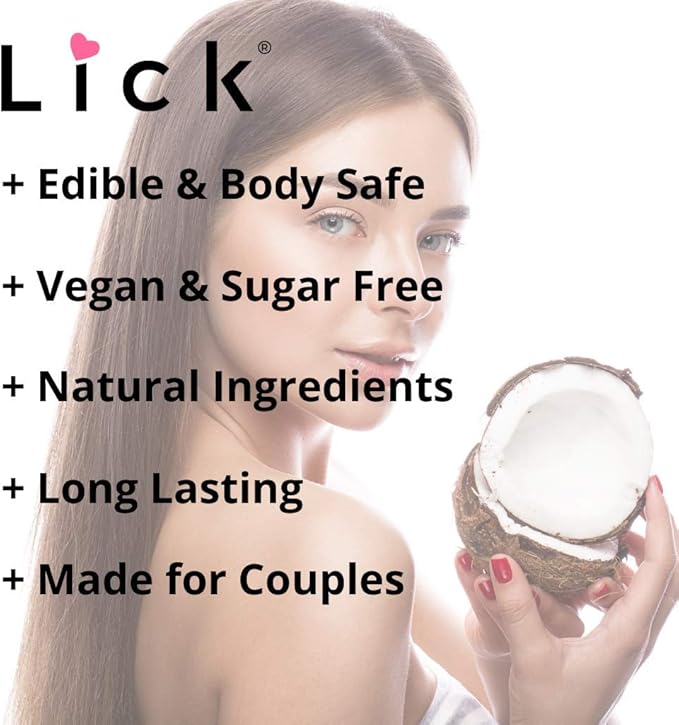 Coconut Flavored Massage Oil for Couples – Edible Massaging Lotion with Vitamin E, Sweet Almond and Coconut Oil is Non Sticky and Gentle on Skin – Natural, Relaxing and Vegan (4 oz)