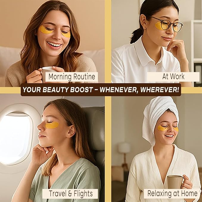 Under Eye Patches with Caffeine, Collagen & Niacinamide (30 Pairs) – Hydrating Eye Mask for Puffy Eyes, Dark Circles, Wrinkles, and Fine Lines – Reduces Eye Bags – formulated in North America