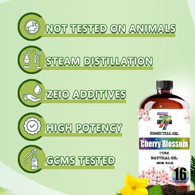 Cherry Blossom Essential Oil(16oz / 480ml) - Cherry Blossom Oils Used in diffusers, humidifiers, Home Baths, Cleaning Products, Yoga, DIY Soaps and DIY Scented Candles