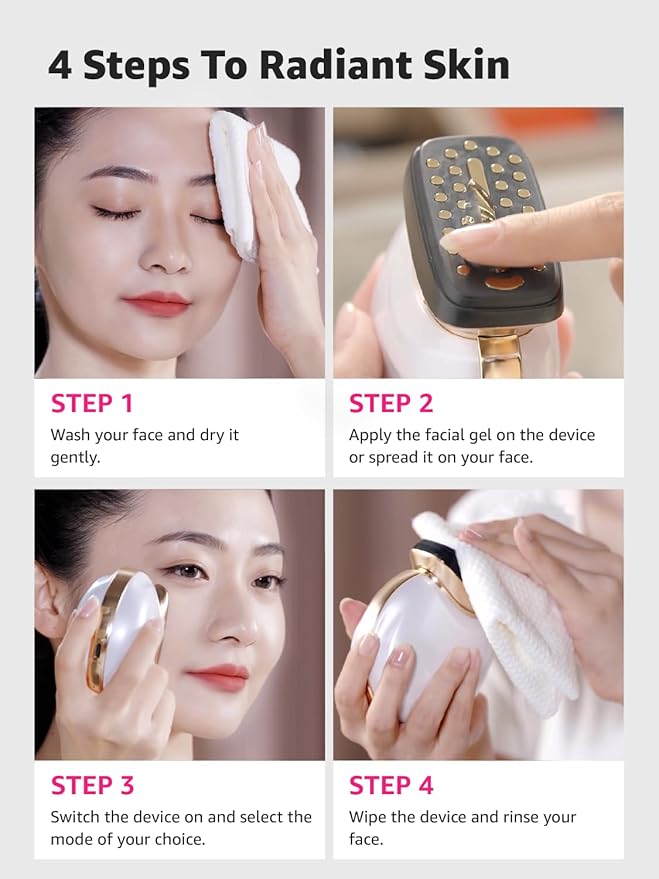 Microcurrent Facial Device Face Lift: iFae 3 in 1 Light Therapy for Face, Portable Face Lift Device for 90 Seconds Lifting, Tightening, Skin Rejuvenation Anti-Aging Wrinkle Skin Salon at Home White