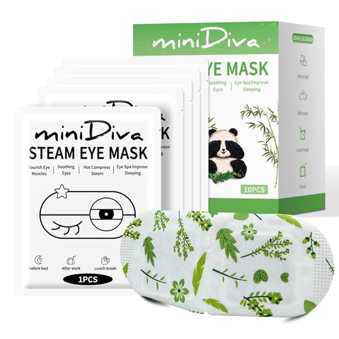 Minidiva Steam Eye Mask for Dry Eyes, 10Pcs Self Heating Spa Warm Eye Mask Relax Sleep Mask, Disposable Heated Eye Mask for Dark Circles Eye Fatigue, Relieve Stress Eye Fatigue (Unscented)