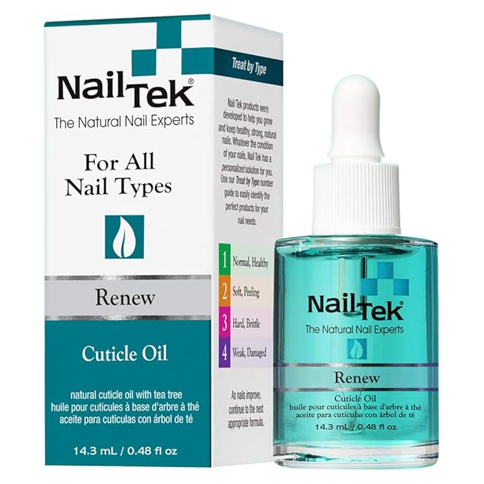 Nail Tek Renew Cuticle Oil for Nails – Natural Cuticle Oil with Tea Tree Oil, Nourishes & Moisturizes Dry Cuticles, 0.48 oz, 2-Pack