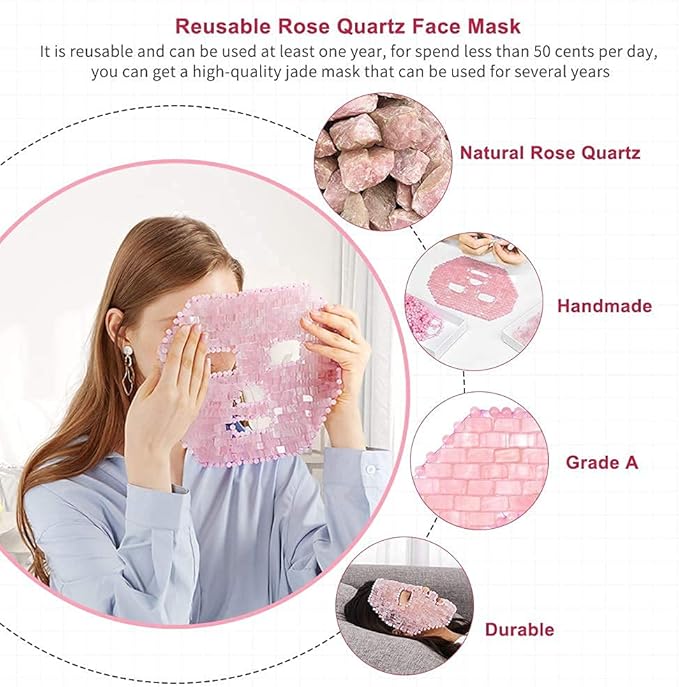 ideayard Rose Quartz Mask｜100% All Natural Jade Face Mask｜Diminish Puffiness｜Soothe Eye Fatigue｜Dark Circles Face Caring