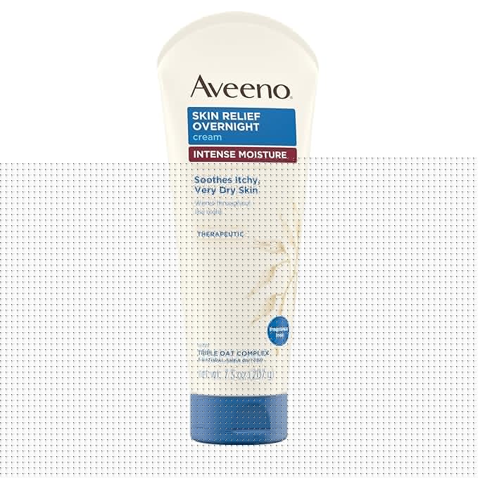 Aveeno Skin Relief Overnight Intense Moisture Cream with Triple Oat Complex & Natural Shea Butter, Therapeutic Dimethicone Skin Protectant for Dry Itchy Relief, Fragrance-Free, 7.3 oz, 3 Pack