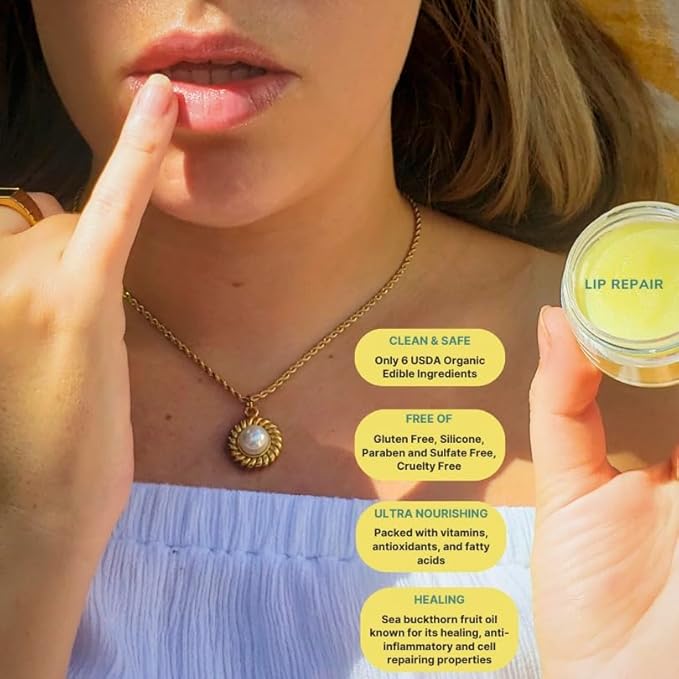 All Natural Lip Balm Hydrating - 0.5 oz Moisturizing Lip Repair for Dry Cracked Lips, Chapped Lips Moisturizer for Women with Shea Butter, Antioxidants & Plant-Based Oils, Certified Organic, Unscented