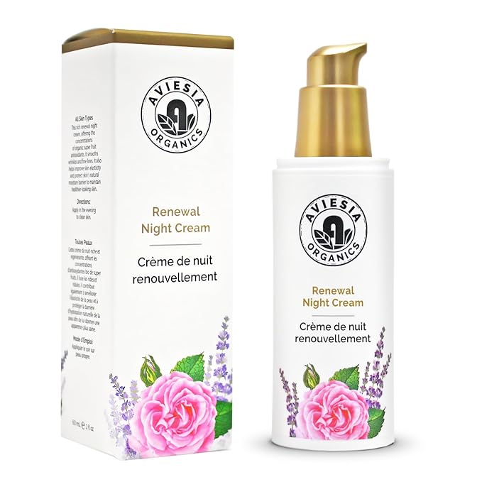 Renewal Night Cream - USDA Certified- NO Alcohol. NO Parabens. NO Artificial Fragrance. Deep Moisturizer for Hydrating.Repairing.Replumping .Perfect for dry skin (60ML)