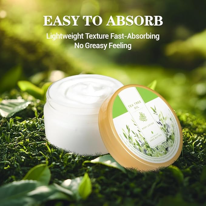 Princess Belle Tea Tree Oil Lotion, Travel Size Body Lotion for Women and Men Dry Skin, Deep Moisturizing and Hydrating with Natural Shea Butter, Smell Good, 100ml(3.4floz)