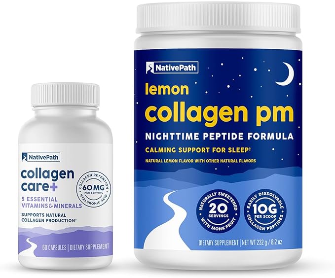 NativePath Collagen Duos - Lemon Collagen PM, Collagen Care+
