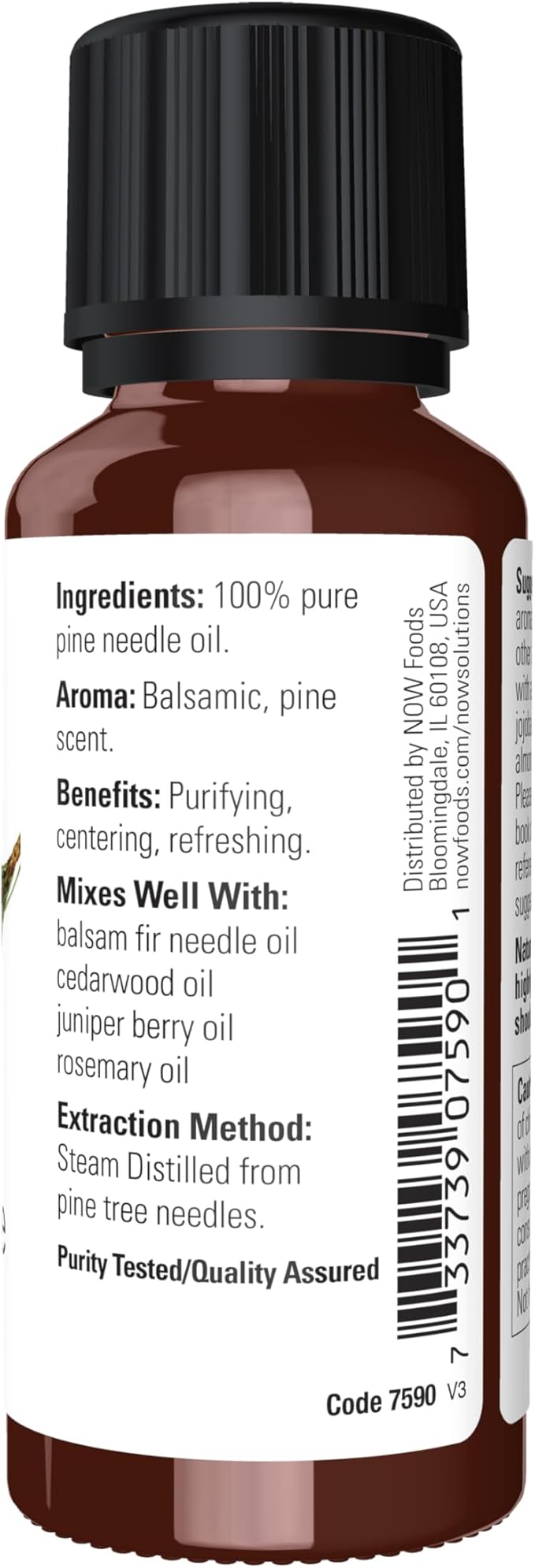 NOW Essential Oils, Pine Needle Oil, Purifying Aromatherapy Scent, Steam Distilled, 100% Pure, Vegan, Child Resistant Cap, 1-Ounce