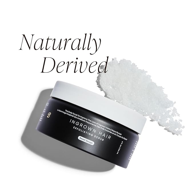 Bushbalm Ingrown Hair Exfoliating Scrub - Reduces Appearance of Ingrown Hairs and Helps with Underarm Bumps - Soothes Razor Bumps, Post Shave Redness and Itching - Sweet Escape 236 ml