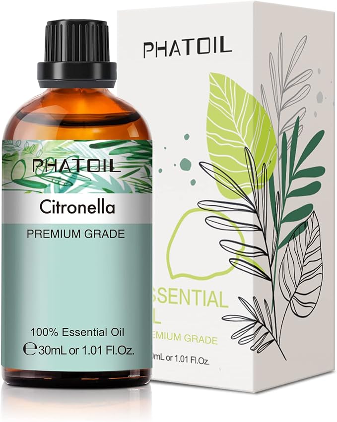 Citronella Essential Oil 1.01fl.oz/30ml, PHATOIL Premium Citronella Oils Long Lasting Scents for Aromatherapy, Diffuser, DIY Soap and Candle Making