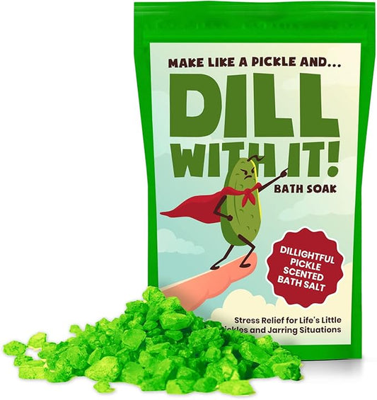 Dill with It Pickle Bath Soak - Premium Dill Pickle Scented Bath Salts for Teens - Weird Spa Gift for Pickle Lovers, Funny Stocking Stuffers, Grab Bags, and Gift Baskets