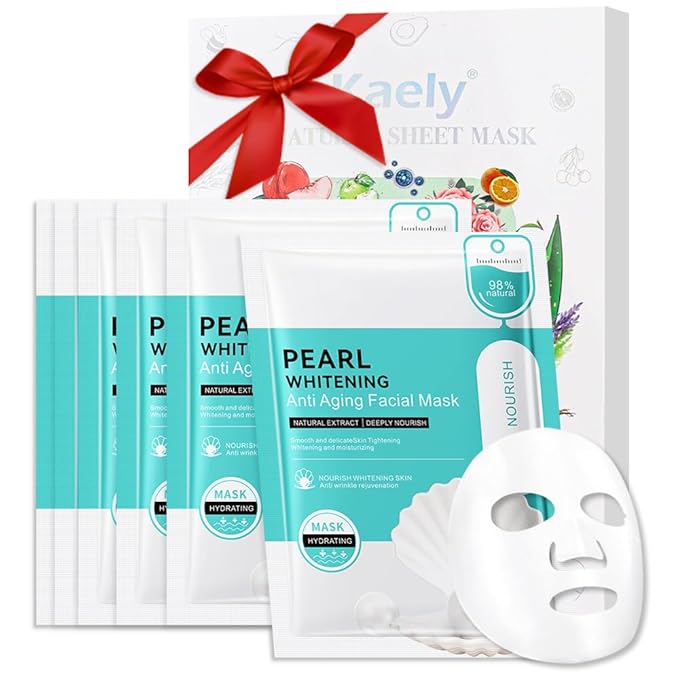 Pearl Face Masks Skincare,Facial Mask Skin Care Korean,Nourish,Deep Moisturizing,Atural Skin Care Spa Face Mask,Hydrating Smoothing Face Masks for Women Men,for All Skin Types 6 Pack