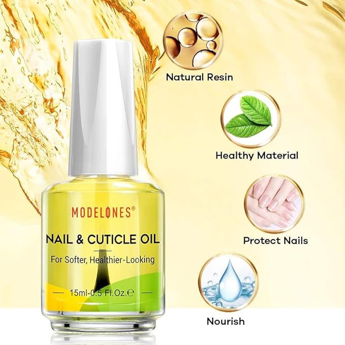modelones Thin Liner Nail art Brushes with Cuticle Oil, 15ml Nail & Cuticle Care Strengthener Oil Vitamin E + B Cuticle Revitalizing Oil for Nail Growth and Gel Nail Polish