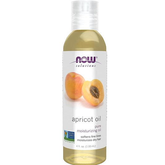 NOW Foods Solutions, Apricot Kernel Oil, Hair Moisturizer, Rejuvenating Skin Oil, Softens Fine Lines, 4-Ounce