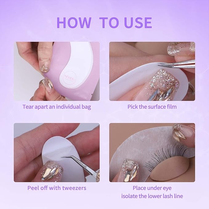 VEYES INC 50 Pairs 100% Natural Aloe Extract Under Eye Gel Pads Hydrogel Eye Patch For Eyelash Extension Lint Free Lash Extension Supplies & Beauty Tools