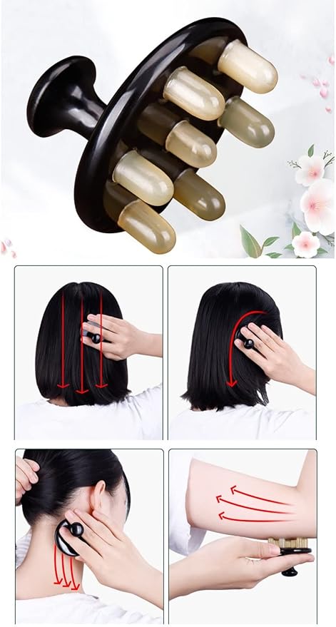 Scalp Massager Horn Comb Multifunctional Massager Reflexology Tools Gua Sha Comb Facial Body Head Lymphatic Drainage Massage Tools